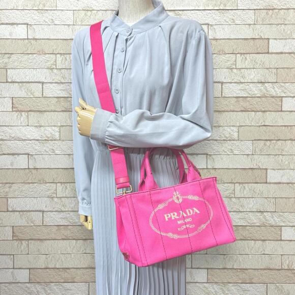 PRADA Pink Canvas Shoulder Bag - Picture 2 of 12